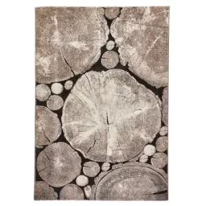 Beige and Black Woodland 6318 Rug Grey