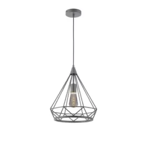 York Large Diamond Ceiling Pendant, E27, Matt Grey