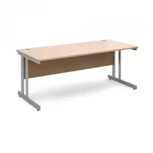 Momento straight desk 1800mm x 800mm - silver cantilever frame, beech