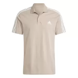 adidas Mens Cotton 3-Stripes Polo Shirt - Cream