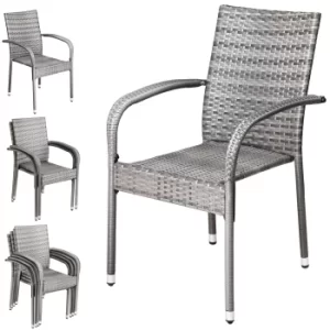 Poly Rattan Stacking Chair Comfort 4Pcs Grey