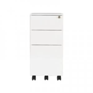 Jemini Mobile Steel 3 Drawer Pedestal Slimline White KF74158