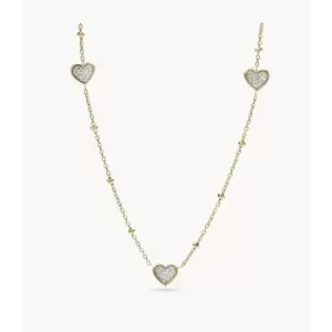 Fossil Womens Sutton Classic Valentine Gold-Tone Stainless Steel Heart Chain Necklace - Gold