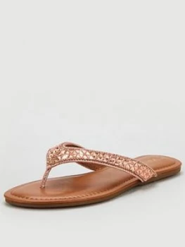 Wallis Sparkle Flip Flop - Rose Gold, Size 6, Women