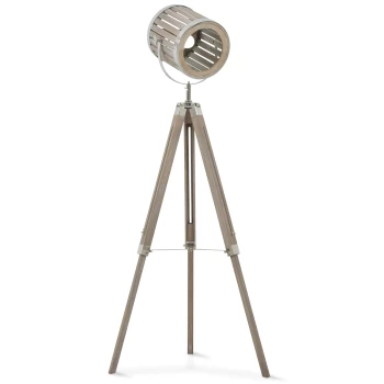 HOMCOM Telescopic Floor Lamp Unique Wood Frame Adjustable Shade Height Unique Vintage Spotlight Metal Home Office Furniture Lighting AOSOM UK