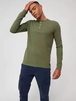 Superdry L/s Grandad Top, Olive Size M Men