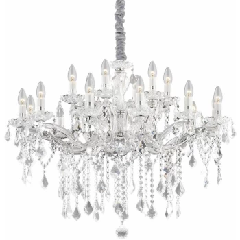 Ideal Lux Lighting - Ideal Lux Florian - 18 Light Crystal Chandelier Chrome Finish, E14