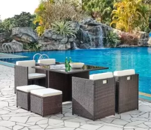 Venice Cube Rattan Garden Furniture 9 Piece Set with Free Cover Included