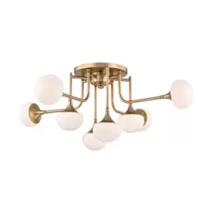 Fleming 8 Light Semi Flush Brass, Glass, 3000K