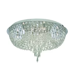 Orion 10 Light Ceiling Semi Flush Light Chrome, Crystal Glass, G4 Bulb