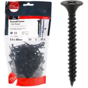 Timco Plasterboard Screws Fine Thread (Black) - 3.5 x 50mm (250 Pack Bag)