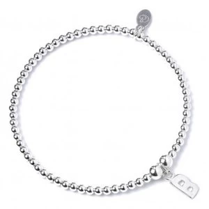 Initial B Charm with Sterling Silver Ball Bead Bracelet