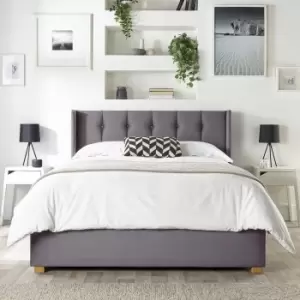 CL Utopia Velvet Kingsize Ottoman Bedframe - Steel