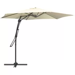 Outsunny 3m Cantilever Parasol with Easy Lever Crank Handle 6 Metal Ribs White - Cream