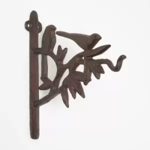 Brown Cast Iron Bird Hanging Basket Hook - Brown - Homescapes