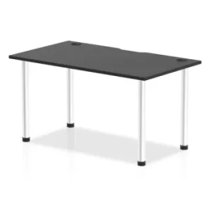 Impulse Black Series 1400 x 800mm Straight Table Black Top with Cable Ports Aluminium Leg