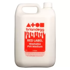 Brian Clegg Red Label Washable PVA Medium Glue 5 Litre Bottle