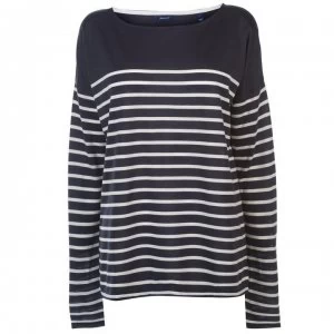 Gant Gang Long Sleeve Striped Top Womens - 433 EVENING BLU