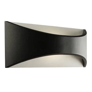 Integrated LED 1 Light Outdoor Up Down Wall Light Textured Matt Black, Opal IP65