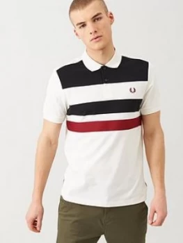 Fred Perry Tape Detail Polo Shirt - White, Size L, Men