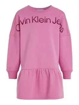 Calvin Klein Jeans Girls Hero Logo Sweat Dress - Violet Fun, Light Purple, Size 8 Years, Women