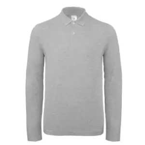 B&C ID.001 Mens Long Sleeve Polo (M) (Taupe Grey)