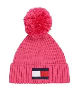 Tommy Hilfiger Kids Big Flag Pom Pom Beanie - Hot Magenta