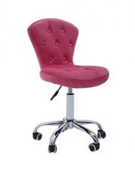 Premier Housewares Amelie Velvet Office Chair- Pink