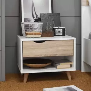 LPD Stockholm 1 Drawer Bedside White-oak