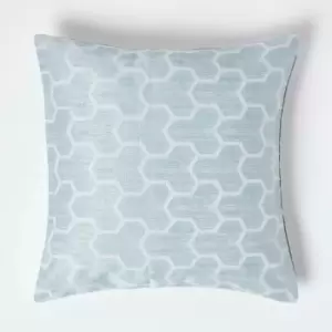 Homescapes - Geometric Blue Jacquard Cushion Cover, 45 x 45cm - Blue