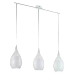 Pendant Light Colour White Steel Shade White Satin Glass Steel Bulb E27 3x60W