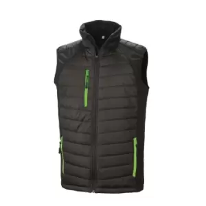 Result Mens Black Compass Padded Soft Shell Gilet (3XL) (Black/Lime)