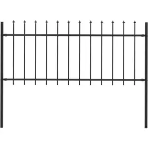 Garden Fence with Spear Top Steel 1.7x0.8 m Black Vidaxl Black