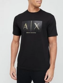 Armani Exchange Gold AX Logo T-Shirt Black Size XL Men