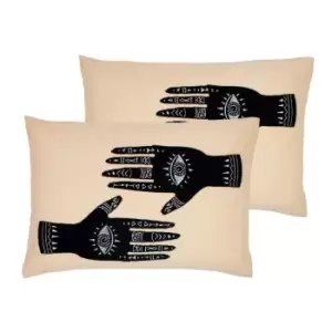 Furn. Ashram Hands Twin Pack Polyester Filled Cushions Blush