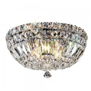 Flush Ceiling 5 Light Polished Chrome, Crystal