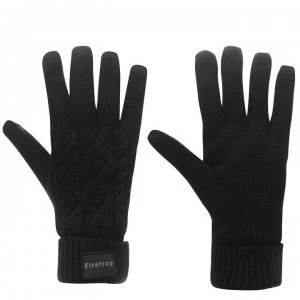 Firetrap Cable Knit Gloves Mens - Black