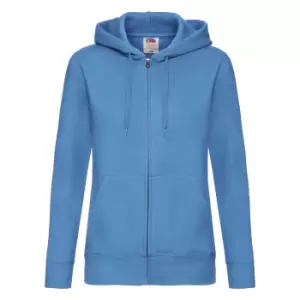 Fruit Of The Loom Ladies Lady-Fit Hooded Sweatshirt Jacket (XL) (Azure Blue)