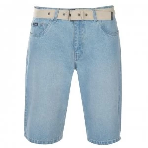 Pierre Cardin Web Belt Shorts Mens - Light Wash