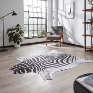 Faux Zebra Print Rug Black/White