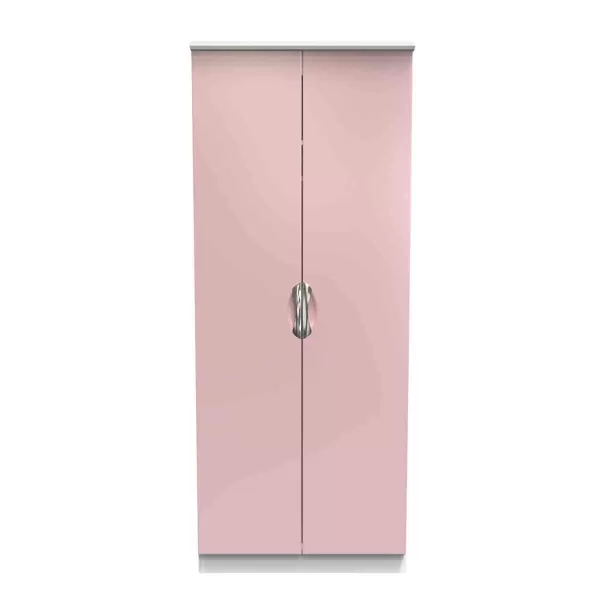 Welcome Furniture Ready Assembled Camden 2 Door Mirrored Robe In Kobe Pink & White