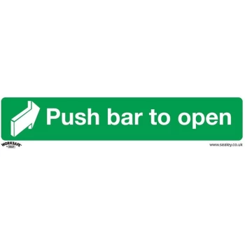 SS29V10 Safe Conditions Safety Sign - Push Bar To Open - Self-Adhesive Vinyl - Pack of 10 - Sealey