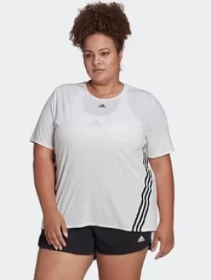 adidas Train Icons 3-stripes Tee (plus Size), White/Black, Size 2X, Women