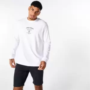 Jack Wills Long Sleeve Globe T-Shirt - White