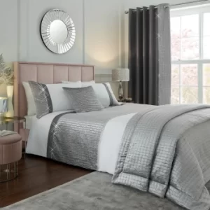 Catherine Lansfield Shimmer Crushed Velvet Pinsonic Duvet Cover Set Silver