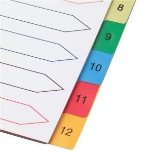 Elite A4 File Index Multicoloured Tabs Polypropylene 1 12 White 940198