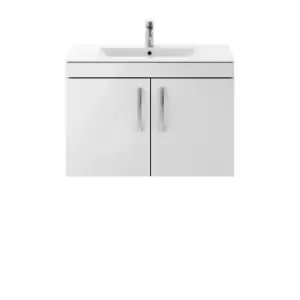 Nuie Athena 800 Wall Hung 2-door Vanity & Minimalist Basin - Gloss Grey Mist