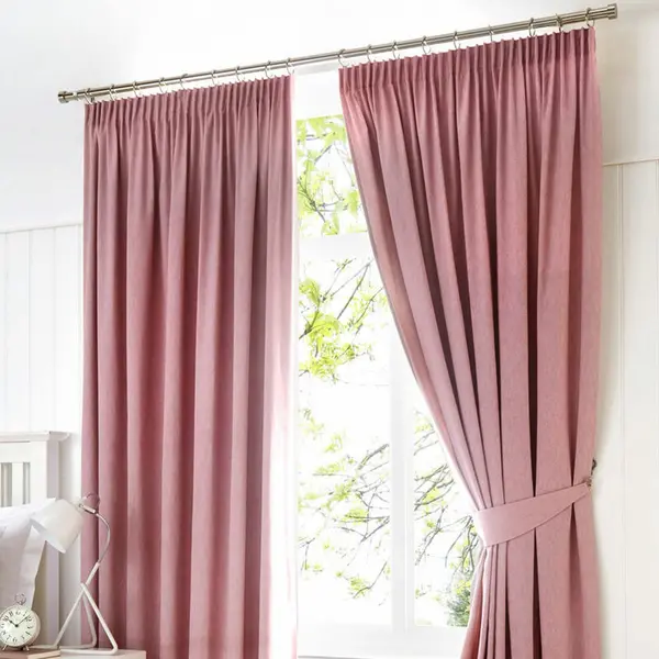 Fusion Dijon Blackout Pencil Pleat Lined Curtains, Blush, 66 x 54" - Fusion DJNBH66540LZU