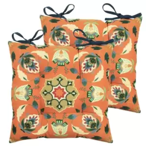 Folk Floral Twin Pack Seat Pads Orange