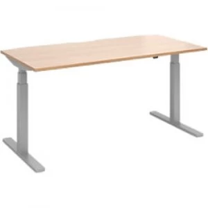 Elev8 Rectangular Sit Stand Single Desk with Beech Coloured Melamine Top and Silver Frame 2 Legs Touch 1600 x 800 x 675 - 1300 mm